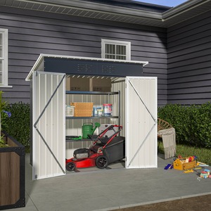 Metal Garden Shed With Free Foundation - Anthracite & White / 4ft x 6ft by BIRCHTREE