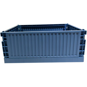 Pack of 3 My Home Ribbed Folding Crates - Blue and White by My Home