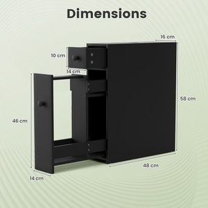 Bathroom Cabinet Slim Floor Cabinet - Black by Costway