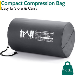 Single 200 GSM Envelope Sleeping Bag - Charcoal by Trail