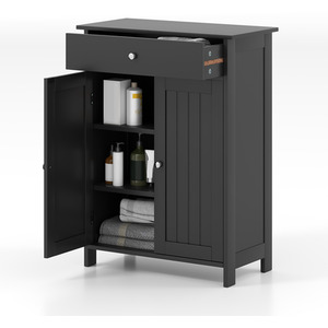 Bathroom Floor Cabinet Entryway Storage Organizer - Black by Costway
