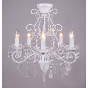 Antiqued White Jewelled Ceiling Chandelier