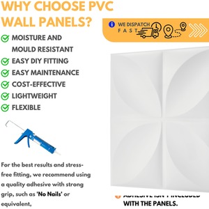 3D Wall Panels (50x50 cm) PVC Cladding Panel Geometric Convex Shape by NOVECRAFTO