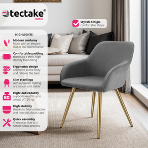 Dining Chair Scandi - Padded Boucle Cover, High Backrest by tectake