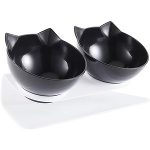 Double Bowl Slanted Cat Feeder by Livingandhome