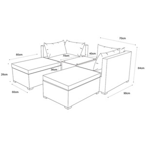 Avalon 5 Piece Rattan Sofa Set - Natural by Outdoor Essentials