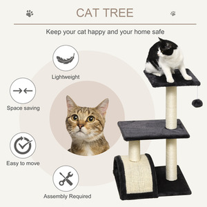PawHut Cat 72cm Tree Tower for Indoor Cats with Scratching Post - Black by PawHut