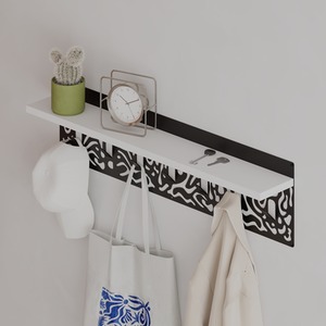 Novo Modern Hanger 7 Hooks with Shelf - White by Decortie