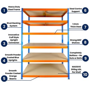 Extra Heavy Duty Racking Shelving 6 Levels - Blue & Orange / 120cm / 60cm by Trade Price Deals