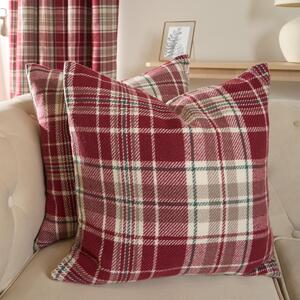 Pack Of Dorset Woven Check Filled Cushions - Red / 4 by OHS