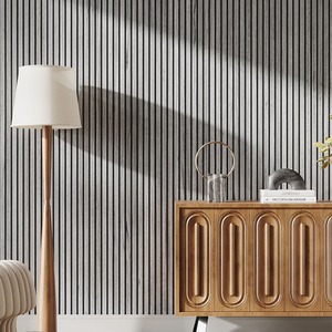 Self-Adhesive Wood Grain Acoustic Cladding Panel - Light Grey by Livingandhome