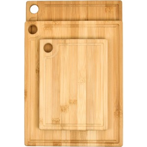 3 Piece Bamboo Chopping Board Set - Beige by Maison Des Cadeaux