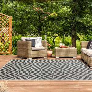 Grey Geometric Flatweave Outdoor Rug by The Rug House