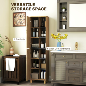 HOMCOM Tall Bathroom Cabinet with 6 Open Compartments and 6 Shelves by HOMCOM