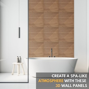 3D Wall Panels (50x50 cm) PVC Cladding Panel in Chevron Line Design by NOVECRAFTO