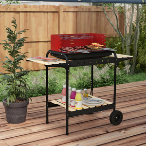 Outsunny 5-Level Grill Height Charcoal Barbecue Grill - Red by Outsunny