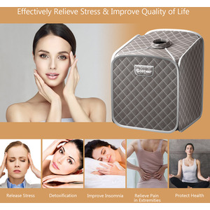 2L Foldbale Steam Sauna Personal Therapeutic Steam Spa - Grey by Costway