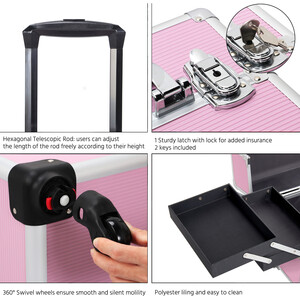 4 Tier Rolling Cosmetic Case - Pink by Yaheetech