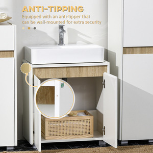 kleankin Modern Bathroom Sink Cabinet, Floor Standing Under Sink Cabinet - White by kleankin