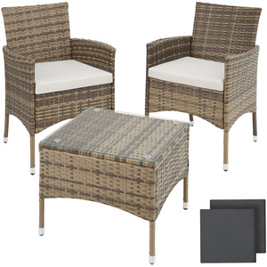 Rattan Garden Furniture Set Lucerne Two Sets Of Cushion Covers by tectake