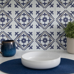 Nadia Blue Self-Adhesive Wall Tiles (6 Tiles) - Blue by d-c-fix