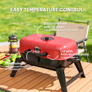 Outsunny Folding Charcoal Barbecue Grills - Red by Outsunny