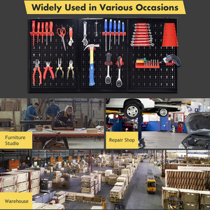 Garage Storage Pegboard Wall Organizer Kit - Black by Costway