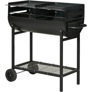 Outsunny Trolley Charcoal BBQ Grill - Black by Outsunny