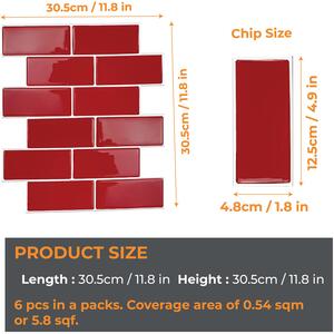 Glossy Retro 3D Backsplash Tile Stickers by WALPLUS