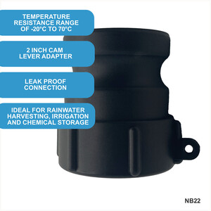 IBC S60x6 (2 inch) Female to (2 inch) Camlock Adaptor - Black by DNA PACKAGING LTD