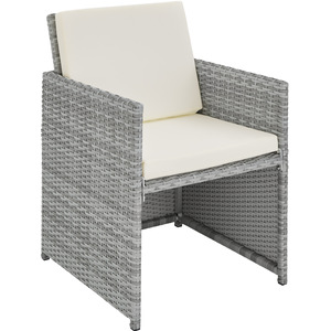 New York Rattan Garden Furniture Set with Protective Cover - LIght Grey by tectake