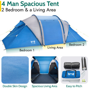 Hartland 4 Person Family Tent - Blue by Trail