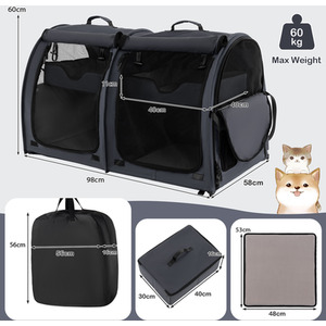 Twin-compartment Pet Carrier - Black by Costway