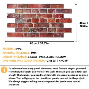 3D Wall Panels (96x48 cm) PVC Cladding Panel Retro Brick Effect by NOVECRAFTO