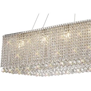 Empire Rectangular Ceiling Pendant Chandelier, 1G9, Polished Chrome, Crystal - Polished Chrome