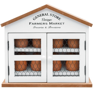 General Store Wooden Egg House - White by Maison Des Cadeaux