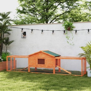 PawHut Wooden Guinea Pig Hutch with Run - Orange by PawHut