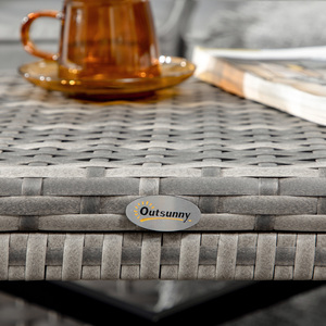 Outsunny Garden Coffee Table - Grey-'X' bar by Outsunny