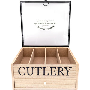 Vintage 5 Compartment Cutlery Utensil Holder Dishware Organiser - Brown by Maison Des Cadeaux