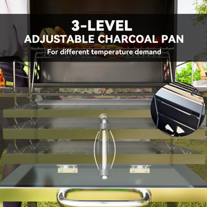 Outsunny Charcoal BBQ Grill Height Adjustable Charcoal Pan - Black by Outsunny