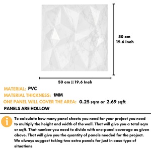3D Wall Panels (50x50 cm) PVC Cladding Panel in Diamond Design by NOVECRAFTO