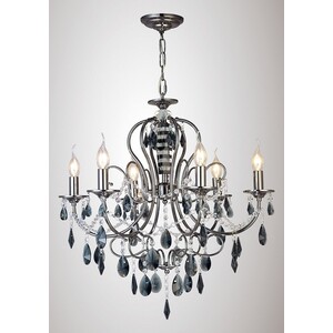 Luna Ceiling Pendant Chandelier 6 Light Black Chrome, Crystal - Black Chrome