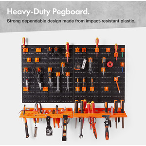Garage Tool Storage with Shelf and Pegboard - Black by VonHaus