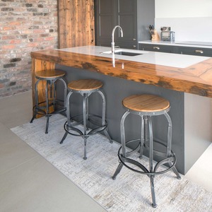 Grey Gold Distressed Aztec Motif Living Area Rug - Greige / 240 x 70cm by The Rug House