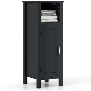 Bathroom Floor Cabinet Storage Cabinet - Black by Costway