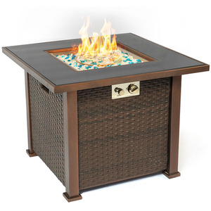 OSTARA Wicker Table and Fire Pit - Brown by Centurion Supports