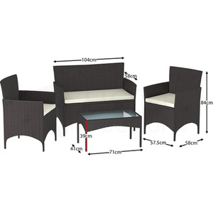Kendal 4 Piece Rattan Garden Furniture Set - Brown by Vida Designs