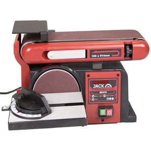 Lumberjack Belt and Disc Bench Top Sander Linisher Heavy Duty Cast Iron Base - Red by Lumberjack
