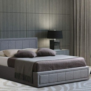 Ottoman Bed With Deluxe Hybrid Mattress - Grey / Double by Home Treats