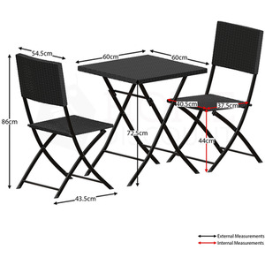 Capri 2 Seater Rattan Bistro Set - Black by Vida Designs